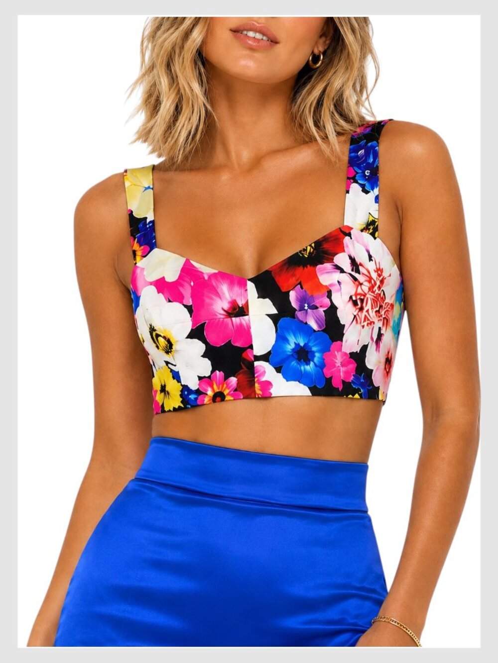 Multicolor Floral Bustier Crop Top Size S